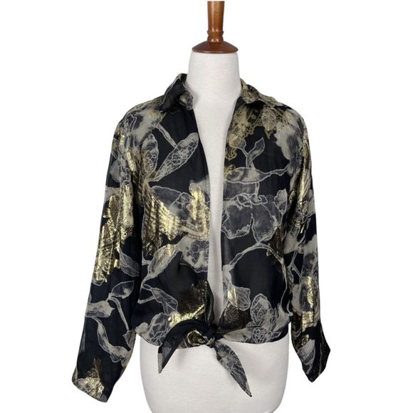 Chico's Tops - Chico's Silk Goldie Floral Tropez Jacket Size 0